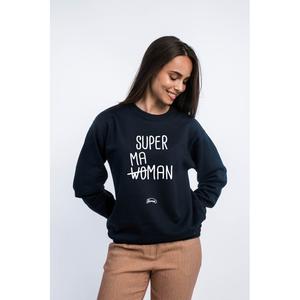 Sweat Femme - Super Wo Maman - Navy - Taille S