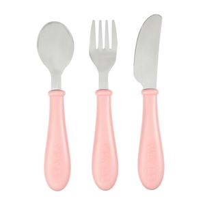 Stainless steel cutlery set 3 pieces old pink