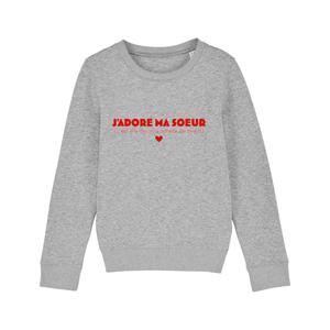 Sweat Enfant J'adore Ma Soeur (c'est Elle Qui M'a Acheté Ce Sweat Enfant) - Gris Chiné - Taille 10 ans
