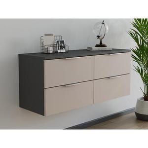 Console Slimline Urban à suspdre à 4 tiroirs à freins Creme-Grafit