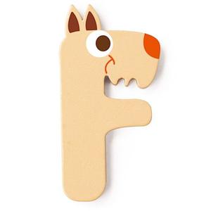 Lettre décorative 'F' en bois Animaux Amusants 6cm Scratch - Lettre