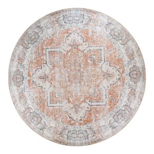 COLABA - Tapis Rond Ø200cm avec Motifs Orange et Bleu