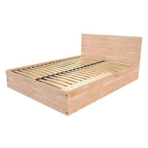 Lit coffre 2 places en bois avec tête de lit - 140x190 140x190 Brut
