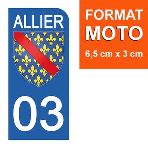 1 sticker pour plaque d'immatriculation MOTO , 03 ALLIER