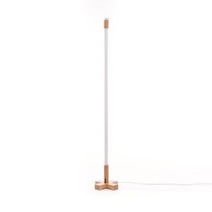 LINEA-Lampadaire Néon LED avec base bois H140cm Blanc
