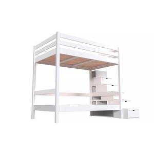 Lit superposé avec rangement Sylvia 120x200 pour adultes 120x200 Blanc