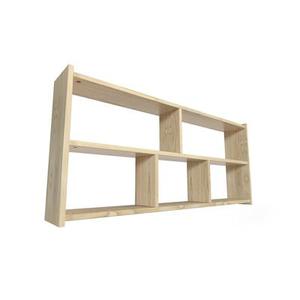 Etagère suspendue largeur 200cm en bois pour lit mezzanine Longueur 200 Vernis Naturel