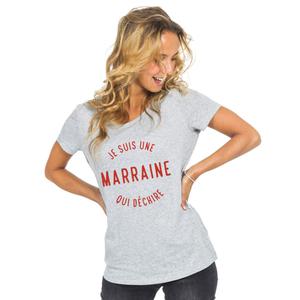 T-shirt Femme - Je Suis Une Marraine Qui Déchire 2 Mpt - Gris Chiné - Taille L