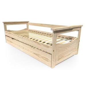 Lit Gigogne 90x190 Topaze Pin massif - Brut (sans vernis)