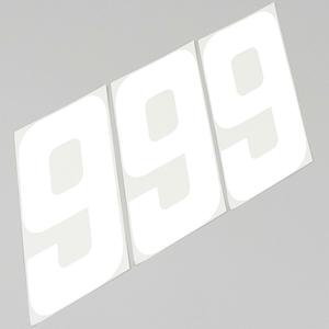 Numéros cross 9 blancs 14 cm (jeu de 3)