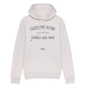 Hoodie Homme - Excusez Mon Retard J'voulais Pas Venir - Blanc Chine - Taille XXL