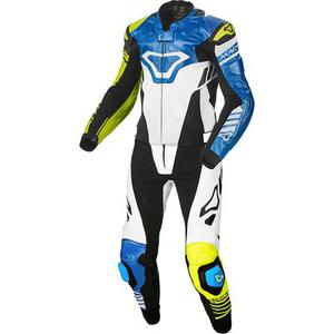 Macna Tracktix Combinaison en cuir de moto perforée de deux pièces, bleu, taille 56