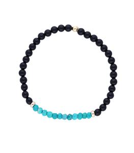 And... Paris - Femme - Bracelet perles onyx et turquoise - Noir