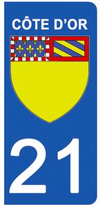 2 stickers pour plaque d'immatriculation Auto, 21 blason Côte d'Or