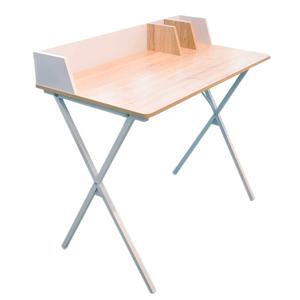 BADIE - Bureau Plateau Effet Bois et Piètement Blanc