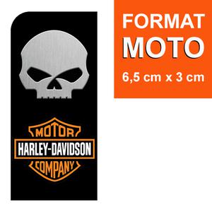 1 sticker pour plaque d'immatriculation MOTO, HARLEY DAVIDSON & SKULL
