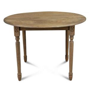 Table Ronde Pieds Tournés 115 cm + Allonge Chêne Massif