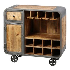 Edwin - meuble bar multi-rangements acier et bois massif