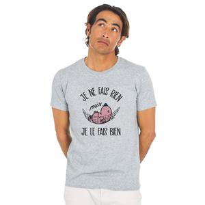 T-shirt Homme - Je Ne Fais Rien Mais Je Le Fais Bien - Gris Chiné - Taille XL