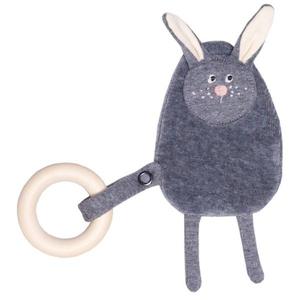 Hochet Bio & Anneau de dentition Lapin Gris Bruissant Wooly