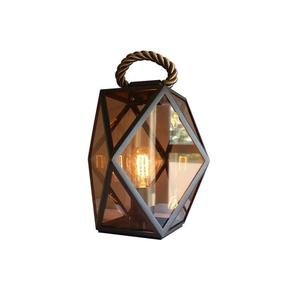 MUSE LANTERN OUTDOOR-Lampe à poser d'extérieur avec fil anse en cuir tressé H60cm Orange