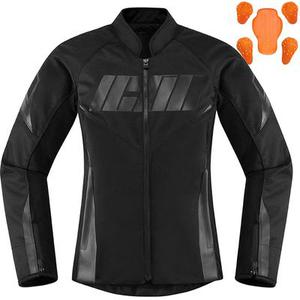 Icon Hooligan Veste textile de moto dames, noir, taille L pour Femmes