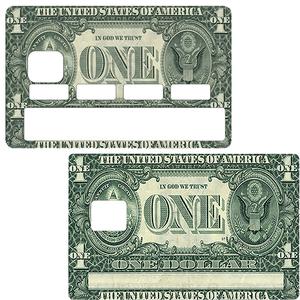 Autocollant pour carte bancaire, Sticker pour carte bancaire, One dollar