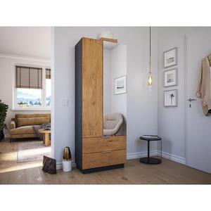 Meuble à chaussures Castello-M 1 porte miroir tiroirs pour 24 paires Oak