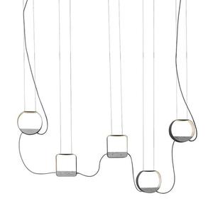 EAU DE LUMIERE-Suspension LED 5 lumières Perle/Blanc H23cm Blanc