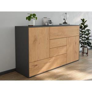 Buffet Karat A 140cm avec 2 portes et 4 tiroirs Push to Open Oak