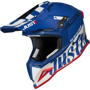 Just1 J12 Pro Racer Casque Motocross, blanc-bleu, taille XS