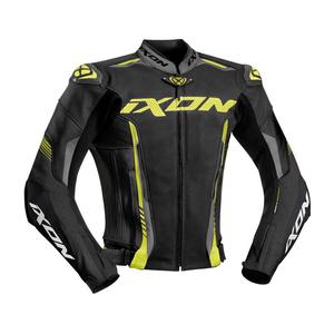Blouson cuir Ixon Vortex 2 noir/gris/jaune vif- L
