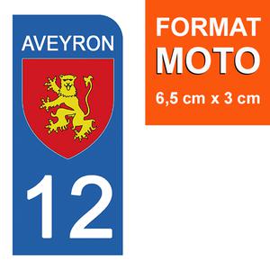 1 sticker pour plaque d'immatriculation MOTO , 12 AVEYRON