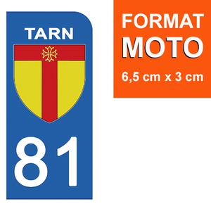 1 sticker pour plaque d'immatriculation MOTO , 81 TARN