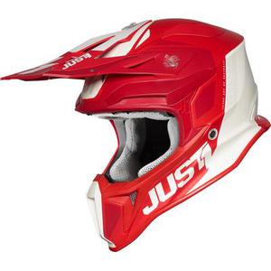 Just1 J18 Pulsar Casque Motocross, blanc-rouge, taille S