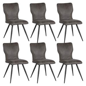 Lucie - lot de 6 chaises grises piètement evasé noir