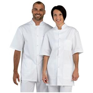 Veste de cuisine manches courtes professionnelle de travail à manches courtes 100% coton mixte serveur médical restaurant