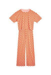 Pyjama long Coton BIO - Damier Rose