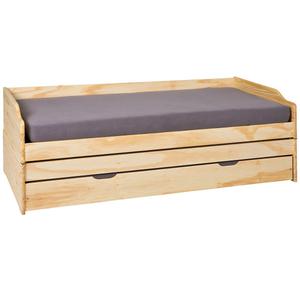 JESSICA - Lit Gigogne 3 Couchages 90x200cm Bois Massif Vernis Naturel