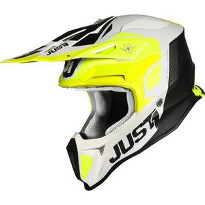 Just1 J18 Pulsar Casque Motocross, noir-blanc-jaune, taille XS