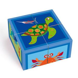 Jouet en Carton 4 Cubes Puzzle Océan Scratch - Jouet Puzzle