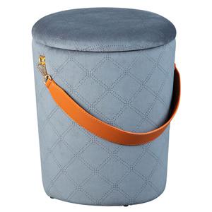 NAJOUA - Pouf avec Coffre et Lanière Gris