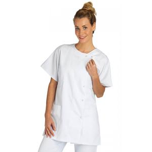 Blouse professionnelle de travail blanche à manches courtes kimono femme auxiliaire de vie infirmier aide a domicile médical