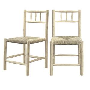 Chaise de jardin en jonc de mer et branche de teck (x2)