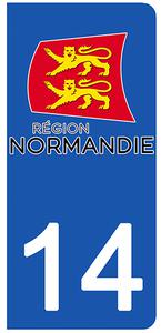 2 stickers pour plaque d'immatriculation Auto, 14 Calvados