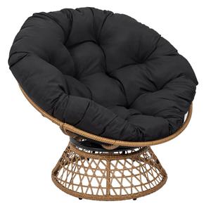 MERIDA - Fauteuil Pivotant Noir avec Assise Capitonnée