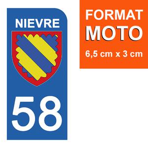 1 sticker pour plaque d'immatriculation MOTO , 58 NIEVRE