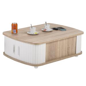 Table Basse Rectangle 80 cm Chêne Naturel - Coloris - Blanc