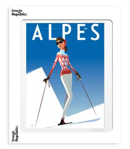 Image Republic - Affiche Monsieur Z Alpes Fille Rouge 56 x 76 cm - Blanc