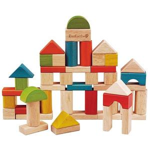 EverEarth Cubes Blocs de construction seau 50 pièces - Jouets bois